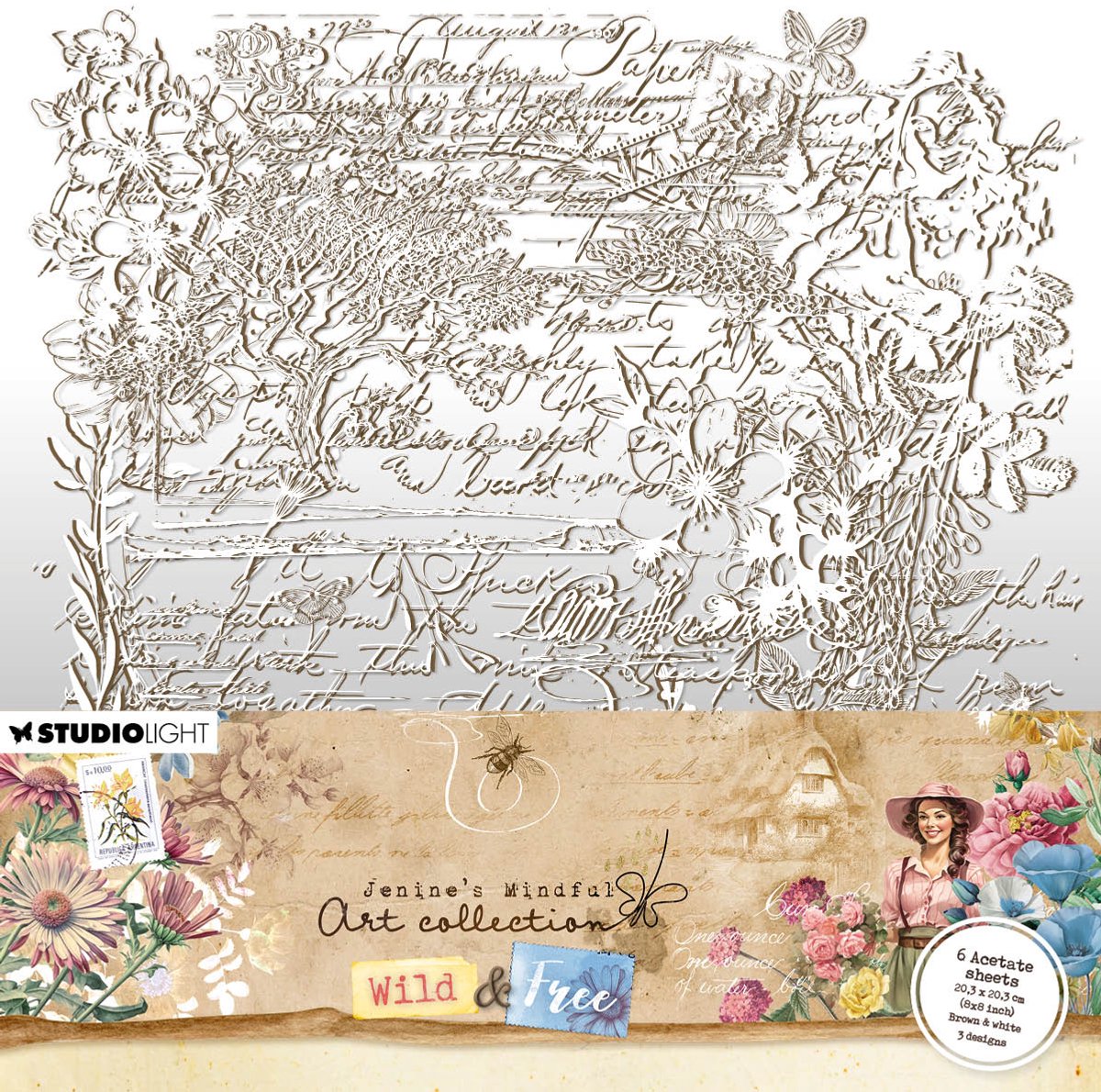 JMA Acetate Sheets White & brown Wild & Free nr.06